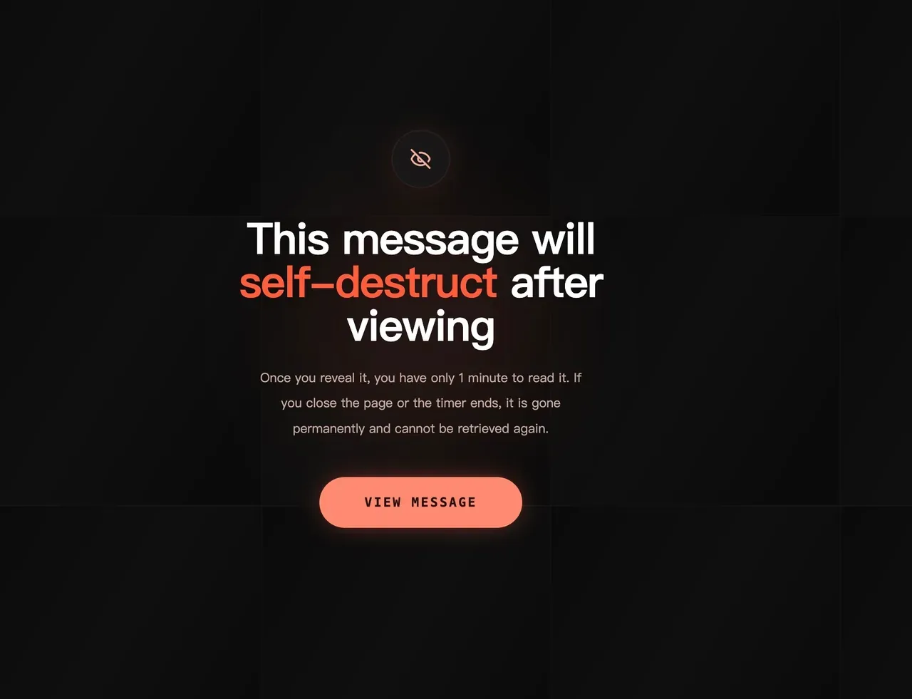 ClipShare Snap warning that a message self-destructs after viewing